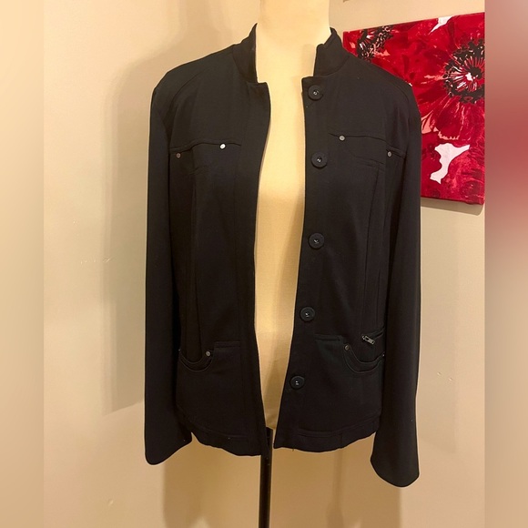 Coldwater Creek Black Mandarin Color Structure Jacket, size 12 - Picture 1 of 7